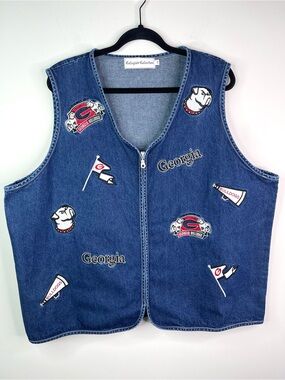 Collegiate Collection Georgia Bulldogs Embroidered Denim Vest - Blue Size 2X